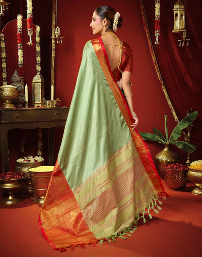 Mint Green Silk Woven Kanjivaram Saree