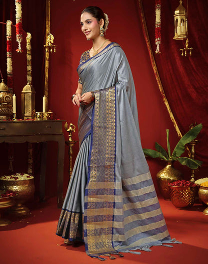 Grey Silk Woven Kanjivaram Saree