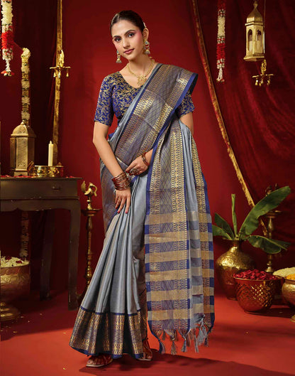 Grey Silk Woven Kanjivaram Saree