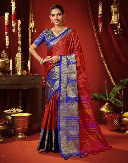 Red Silk Woven Kanjivaram Saree