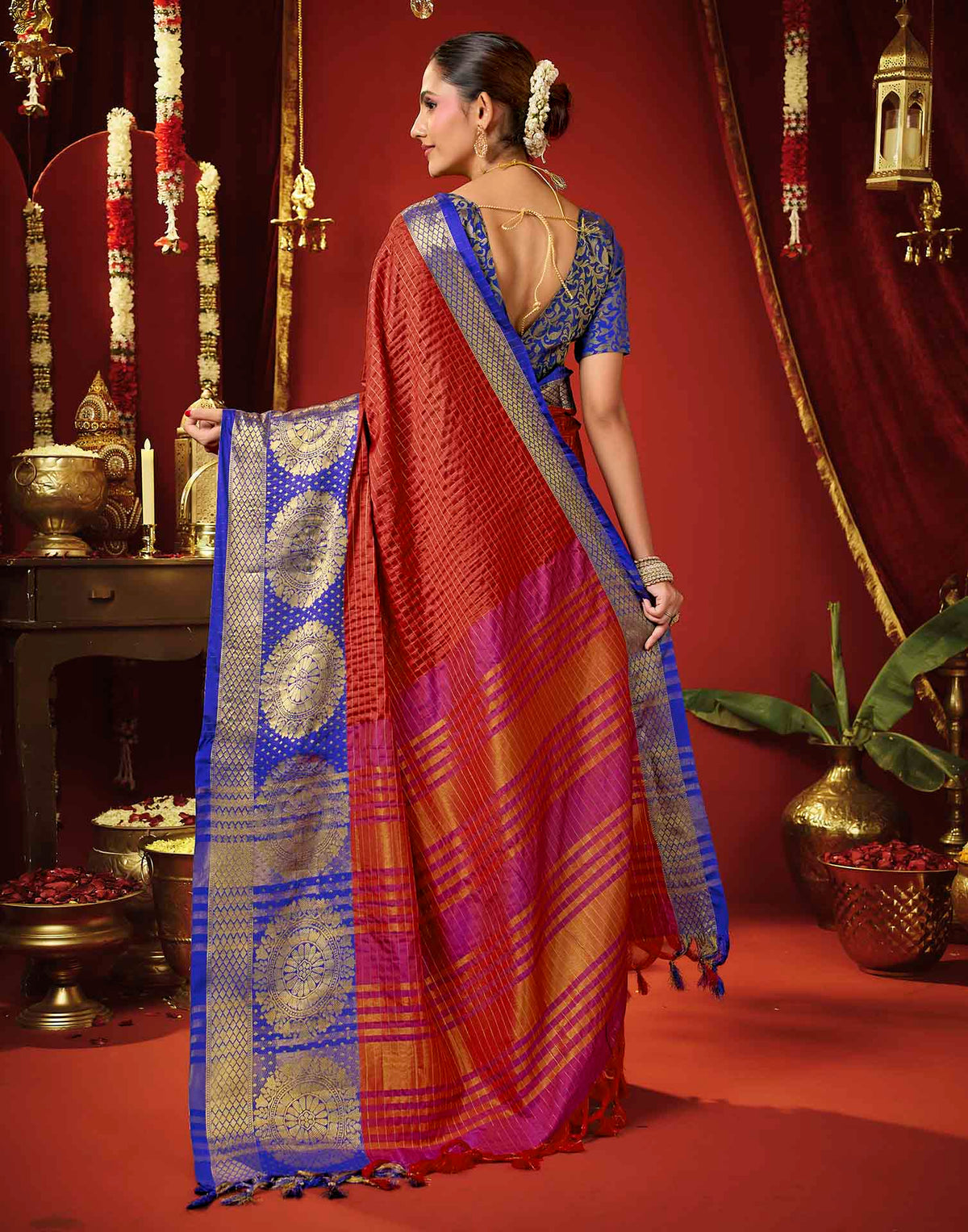 Red Silk Woven Kanjivaram Saree