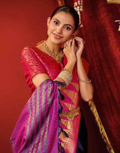 Navy Blue Silk Woven Kanjivaram Saree