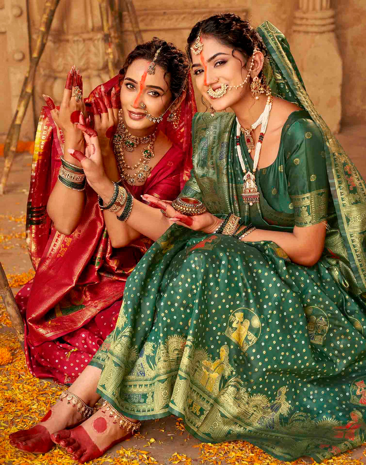 Dark Green Silk Woven Banarasi Saree