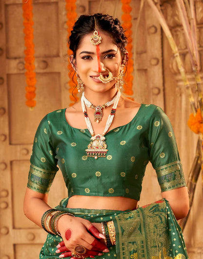 Dark Green Silk Woven Banarasi Saree