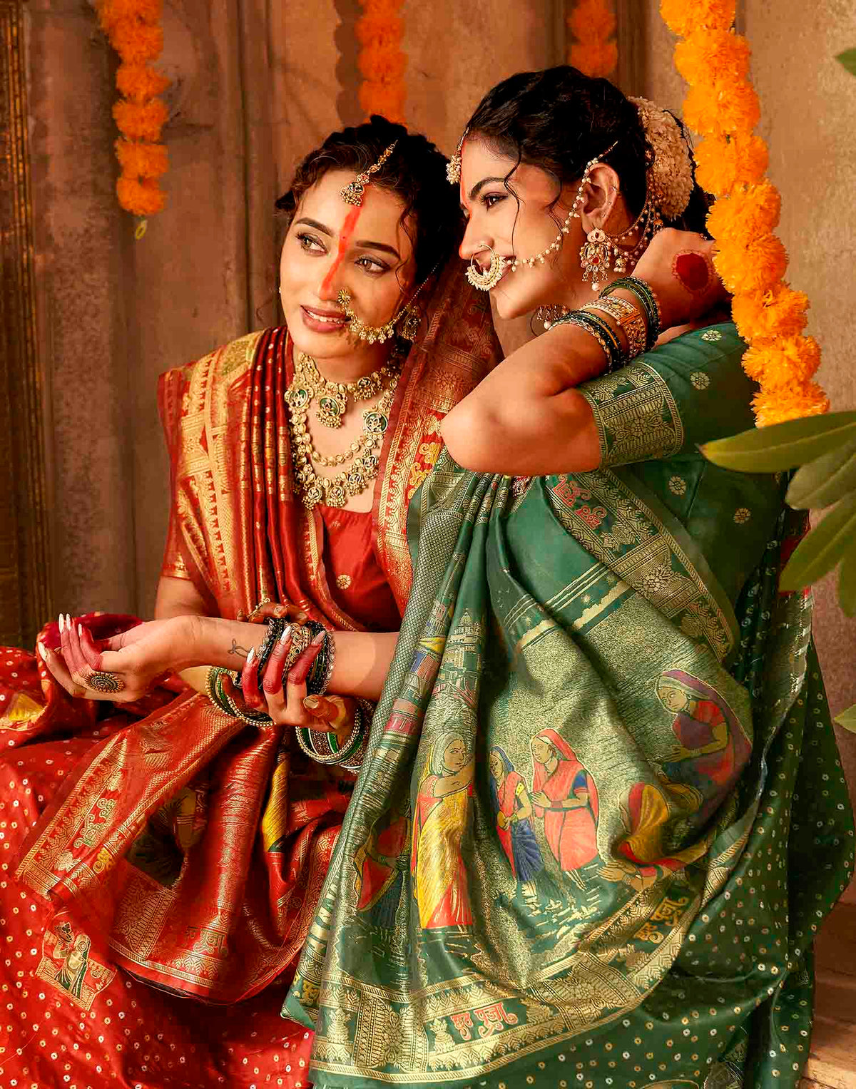 Chhath Red Silk Woven Banarasi Saree