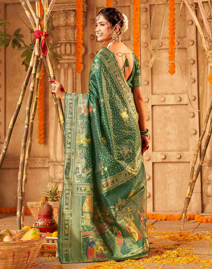Dark Green Silk Woven Banarasi Saree
