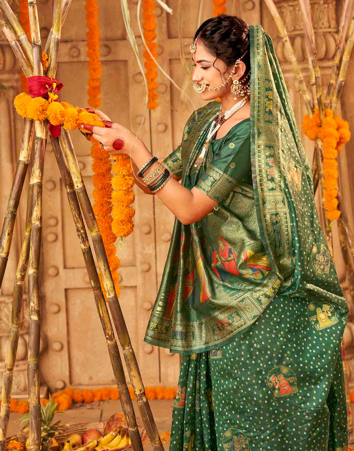 Dark Green Silk Woven Banarasi Saree