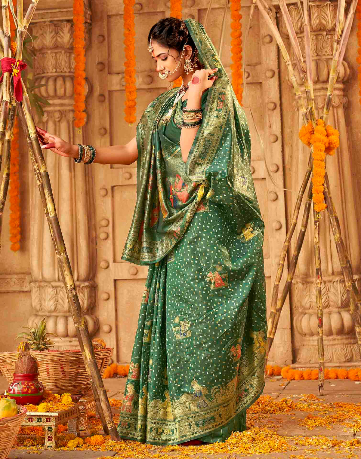 Dark Green Silk Woven Banarasi Saree