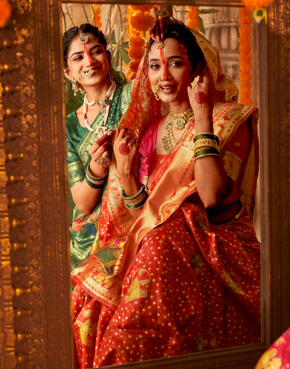 Chhath Red Silk Woven Banarasi Saree