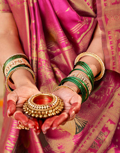 Rani Pink Silk Woven Banarasi Saree