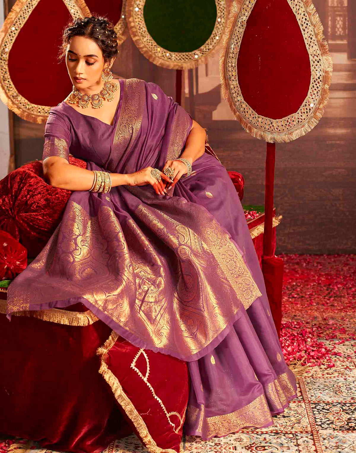 Wine Cotton Woven Saree