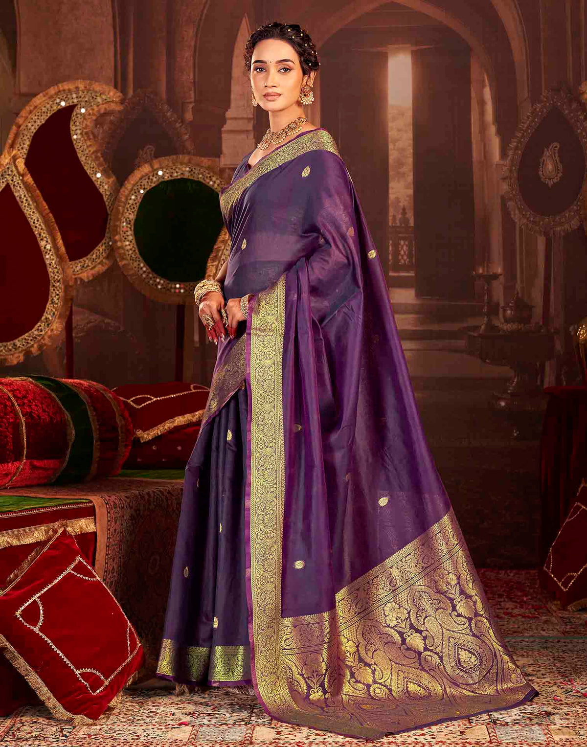 Royal Purple Cotton Woven Saree