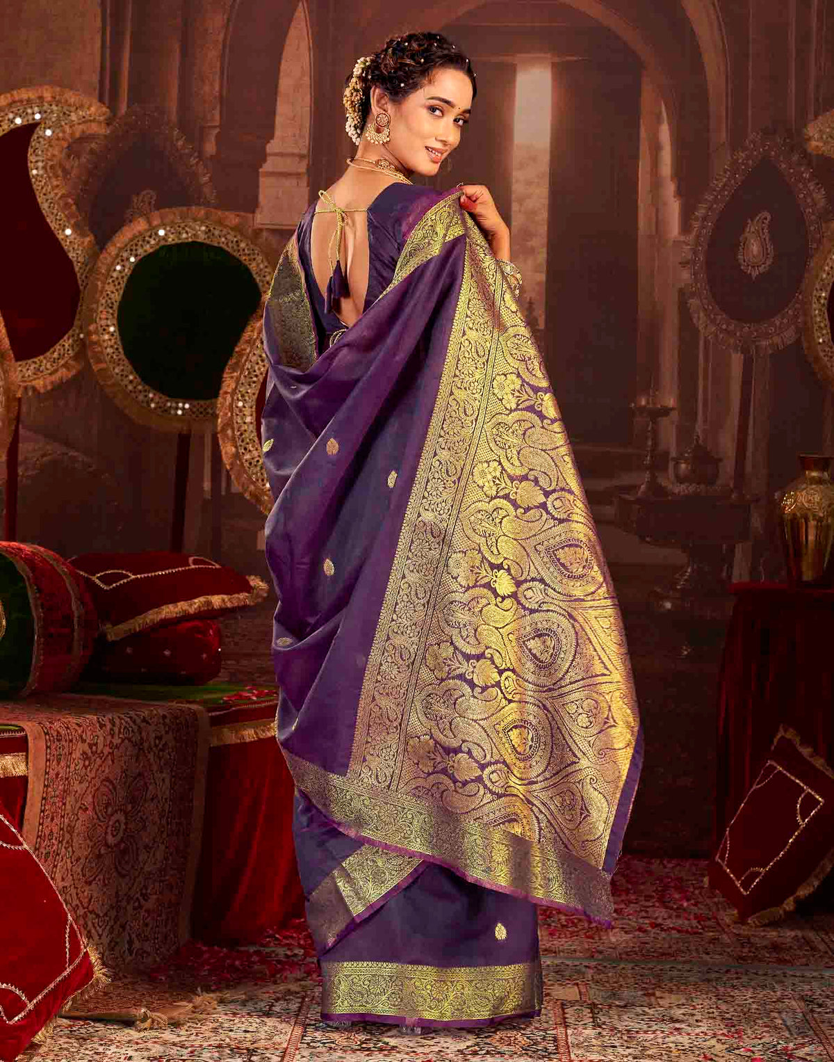 Royal Purple Cotton Woven Saree
