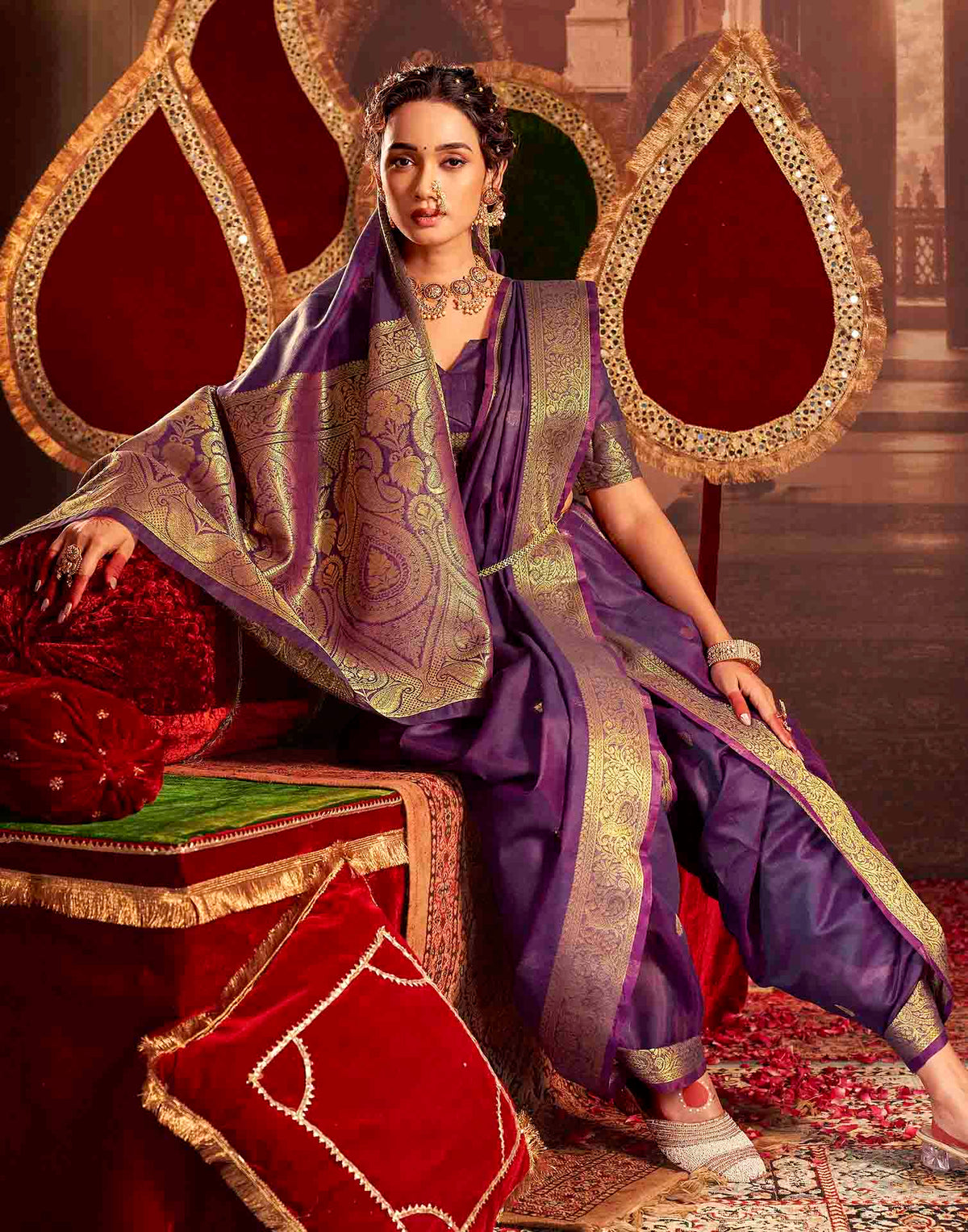 Royal Purple Cotton Woven Saree