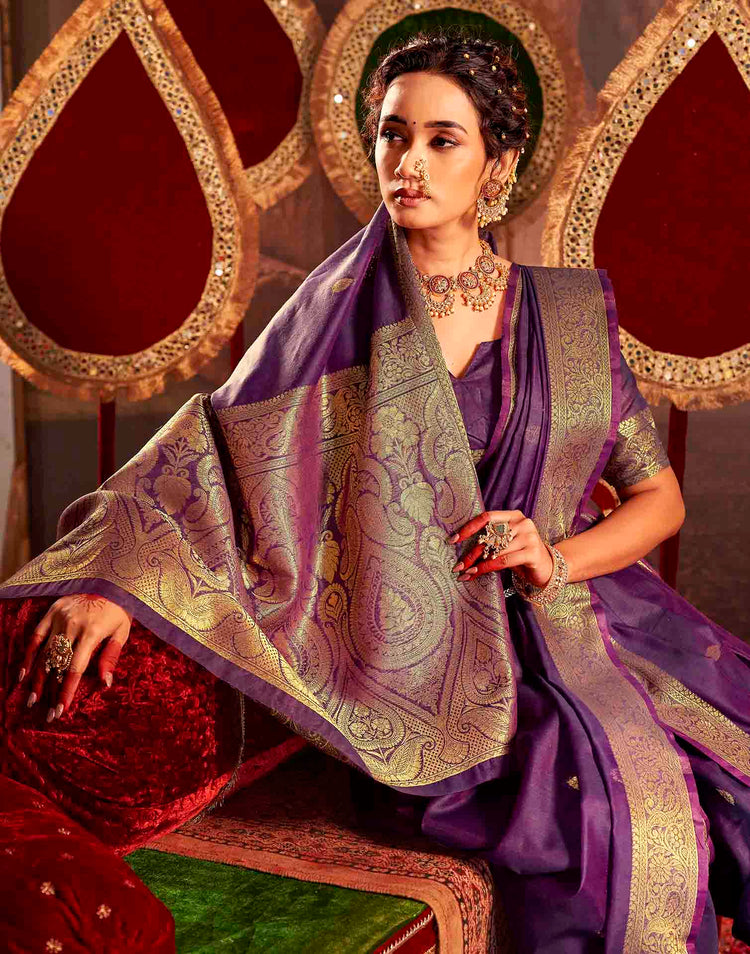 Royal Purple Cotton Woven Saree