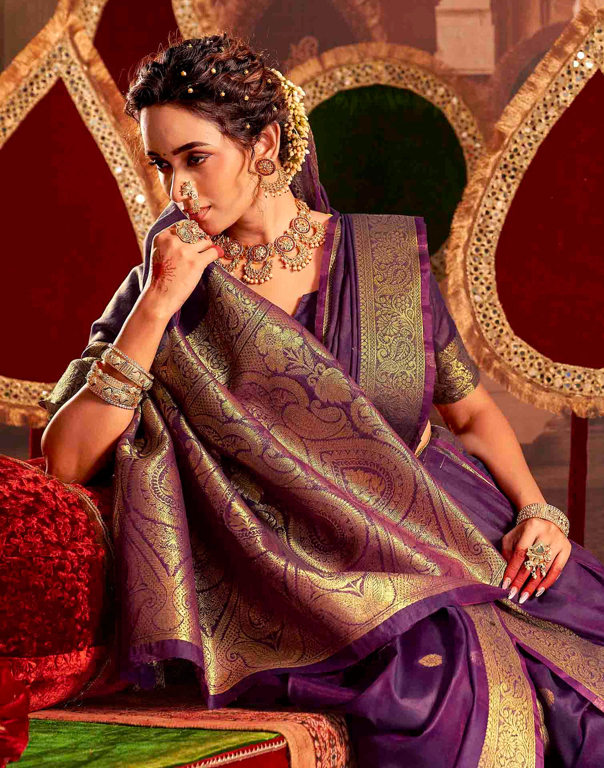 Royal Purple Cotton Woven Saree