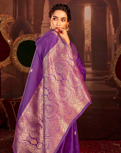 Purple Cotton Woven Saree