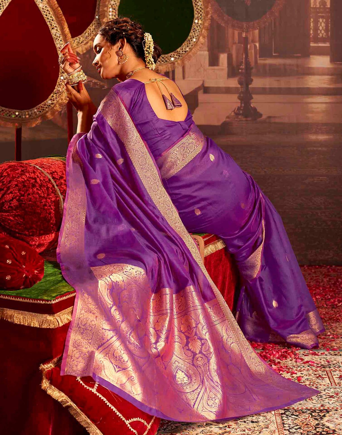 Purple Cotton Woven Saree