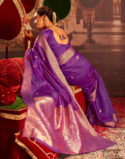 Purple Cotton Woven Saree