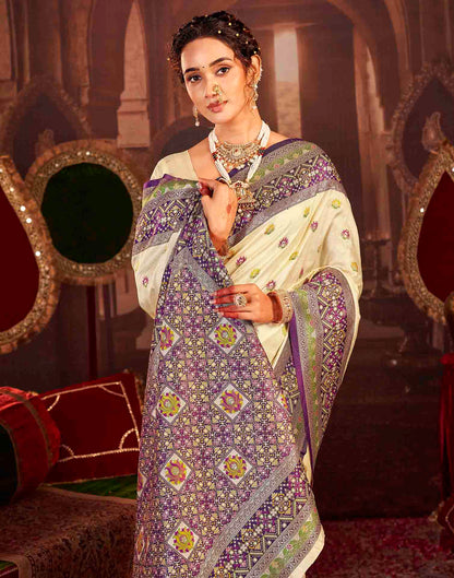 Crean Silk Woven Banarasi Saree