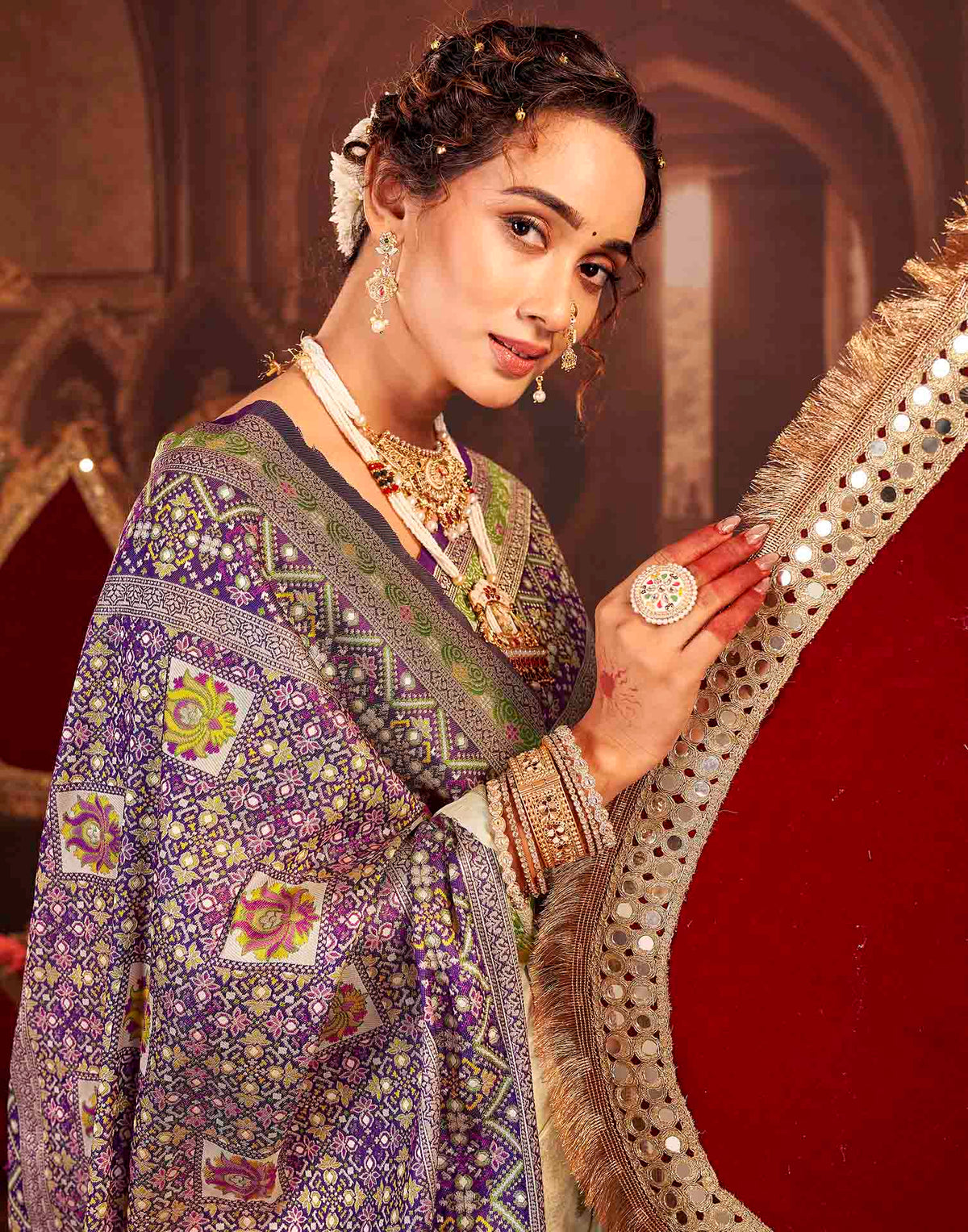 Crean Silk Woven Banarasi Saree