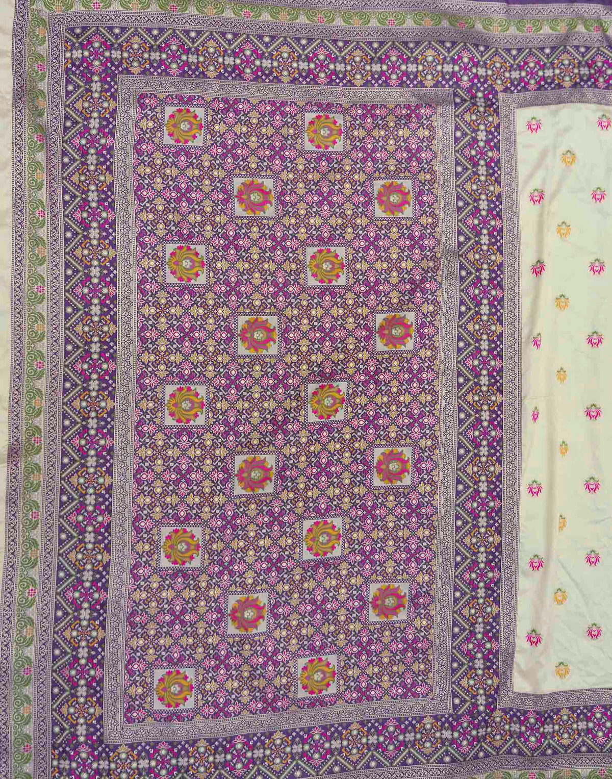 Crean Silk Woven Banarasi Saree
