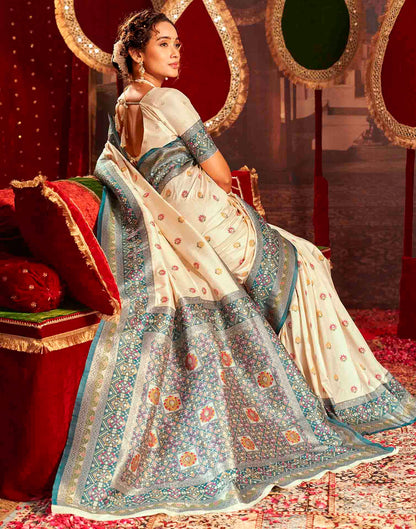 Crean Silk Woven Banarasi Saree