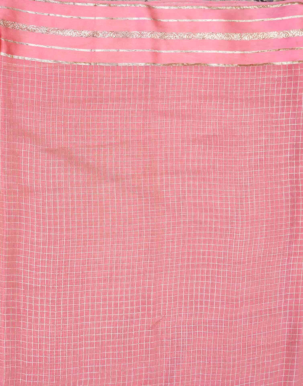 Baby Pink Georgette Woven Checked Saree