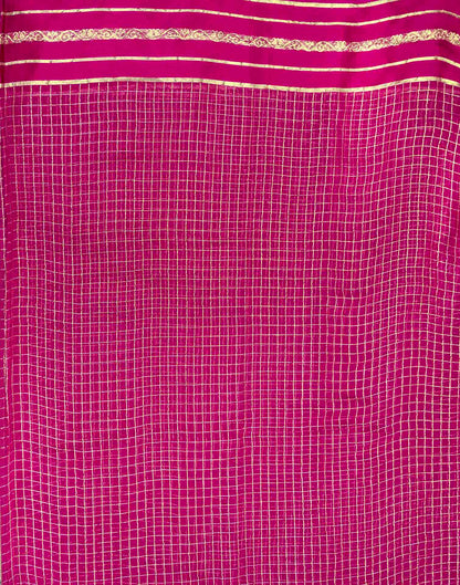 Rani Pink Georgette Woven Checked Saree