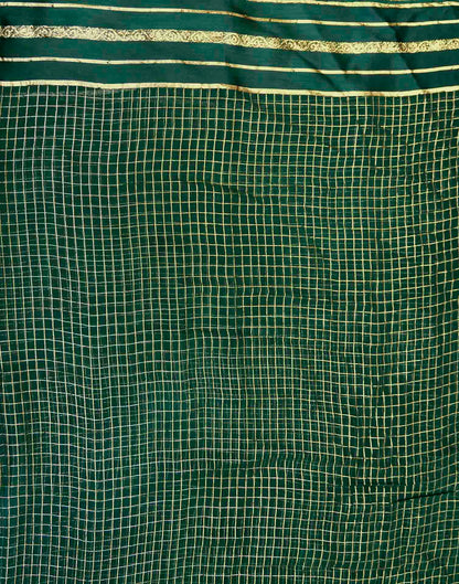 Green Georgette Woven Checked Saree
