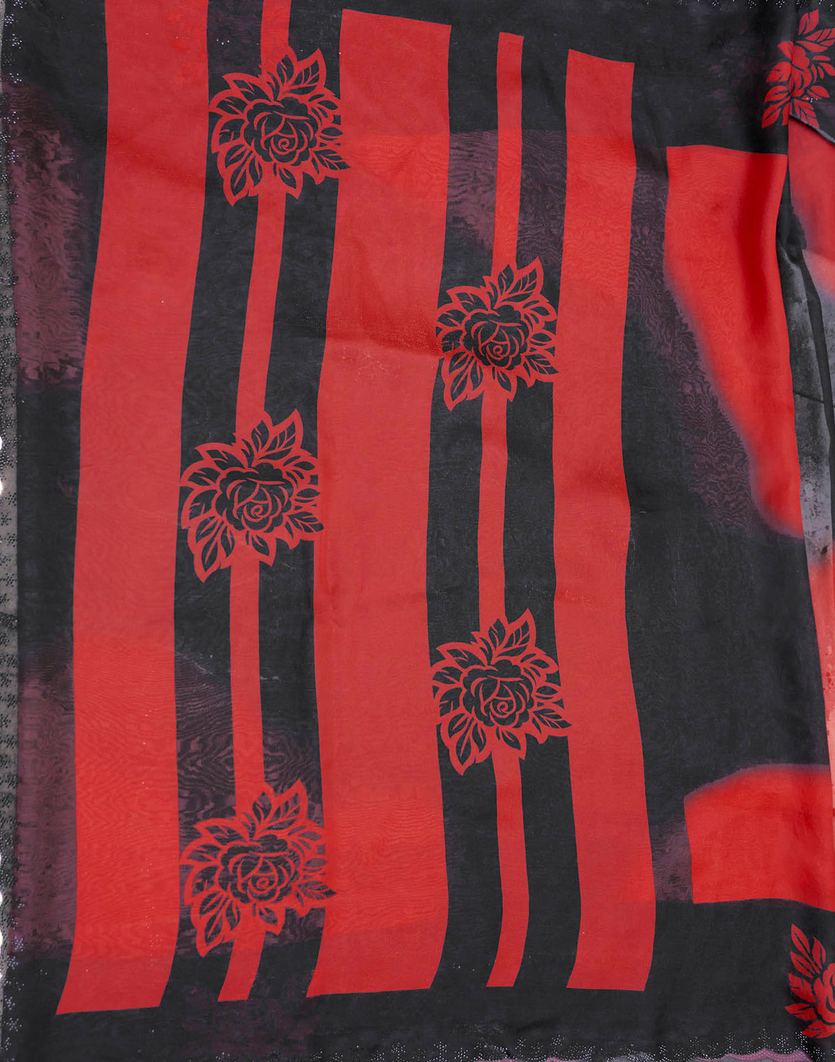 Red Shimmer Floral Printed Saree