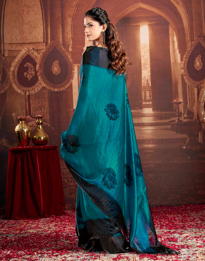 Blue Shimmer Floral Printed Saree