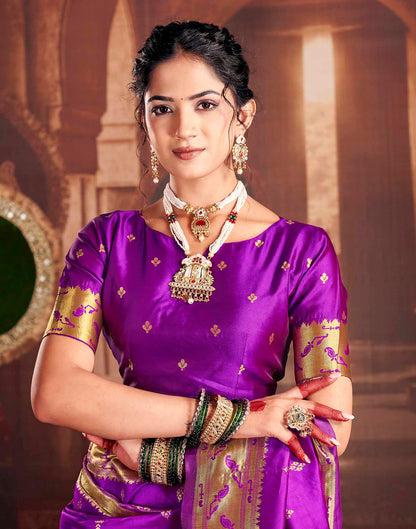 Purple Silk Woven Paithani Saree