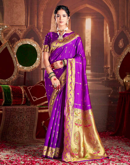 Purple Silk Woven Paithani Saree