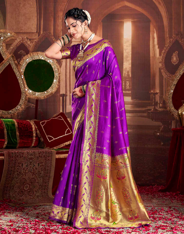 Purple Silk Woven Paithani Saree