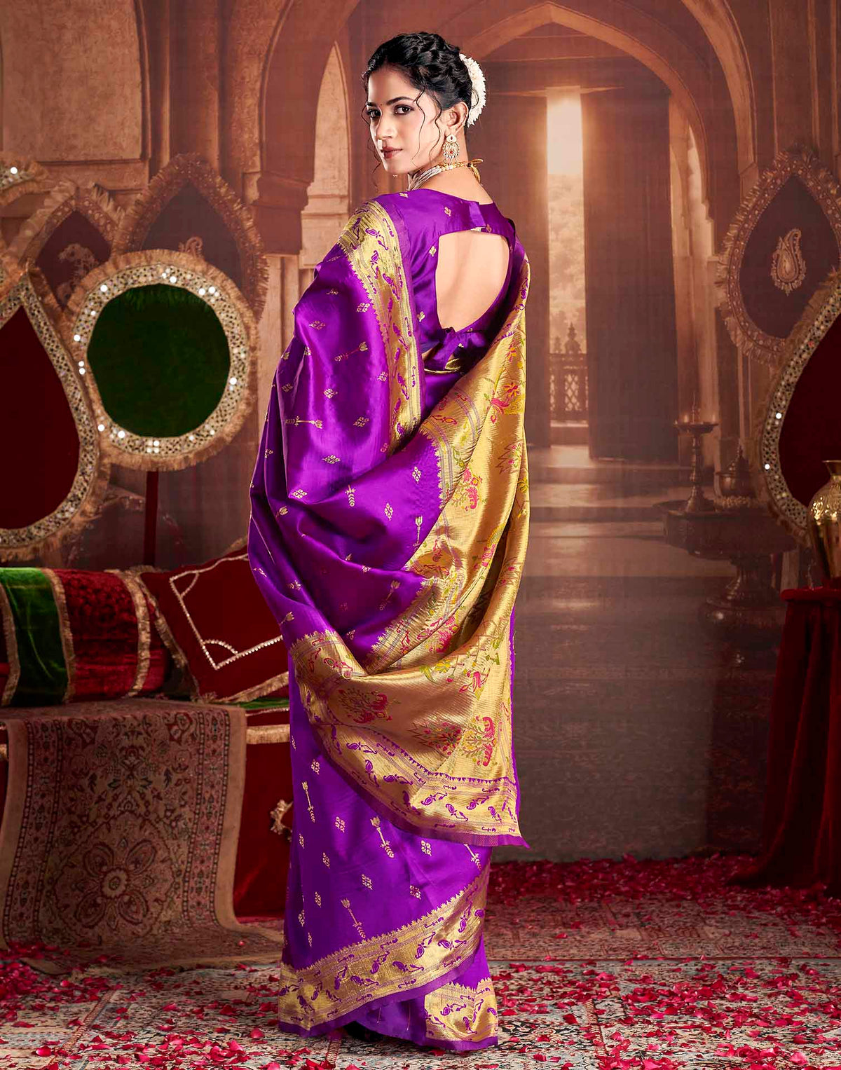 Purple Silk Woven Paithani Saree