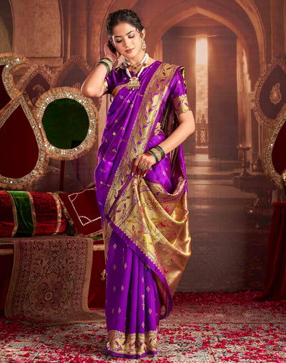 Purple Silk Woven Paithani Saree