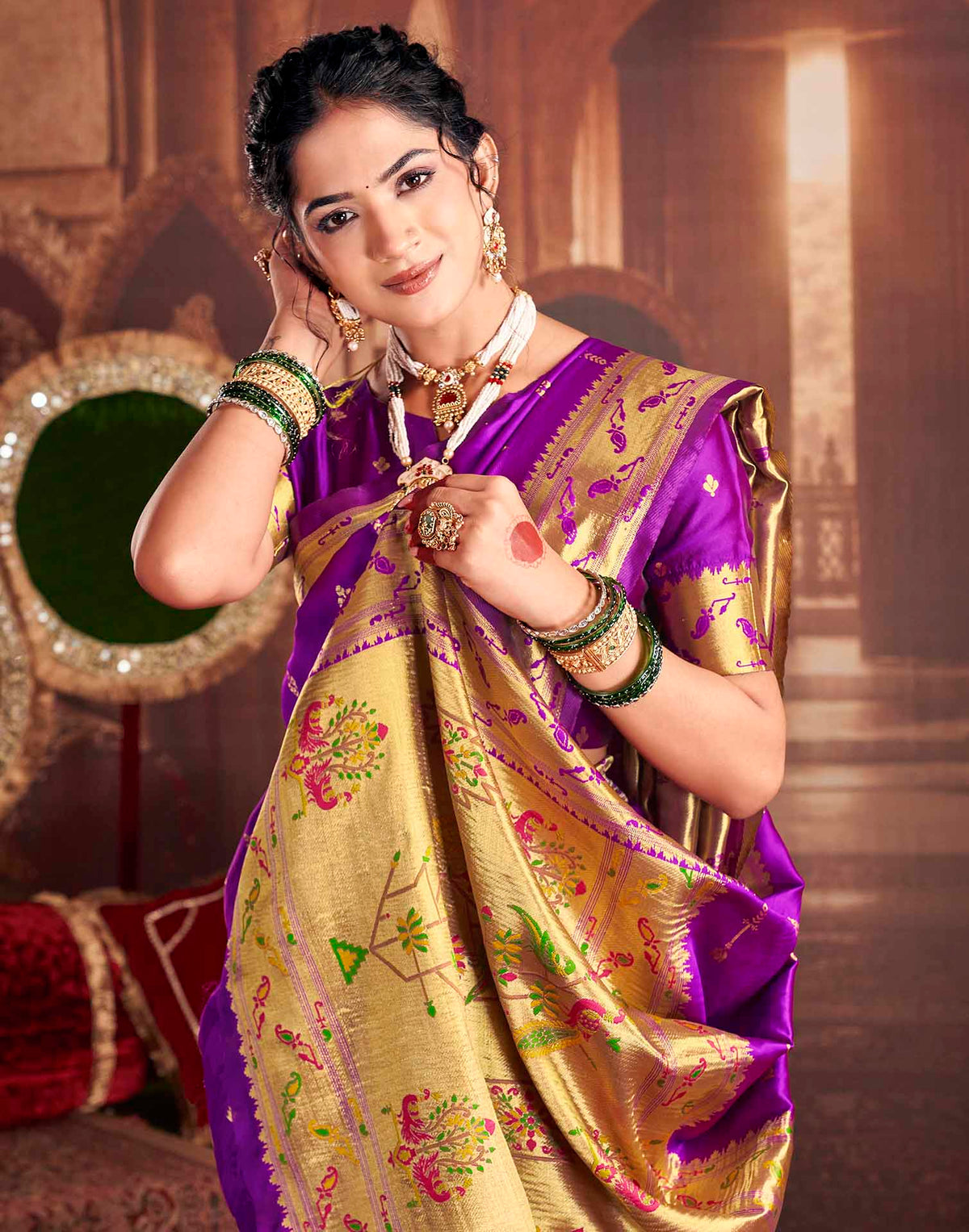 Purple Silk Woven Paithani Saree
