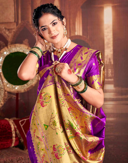 Purple Silk Woven Paithani Saree