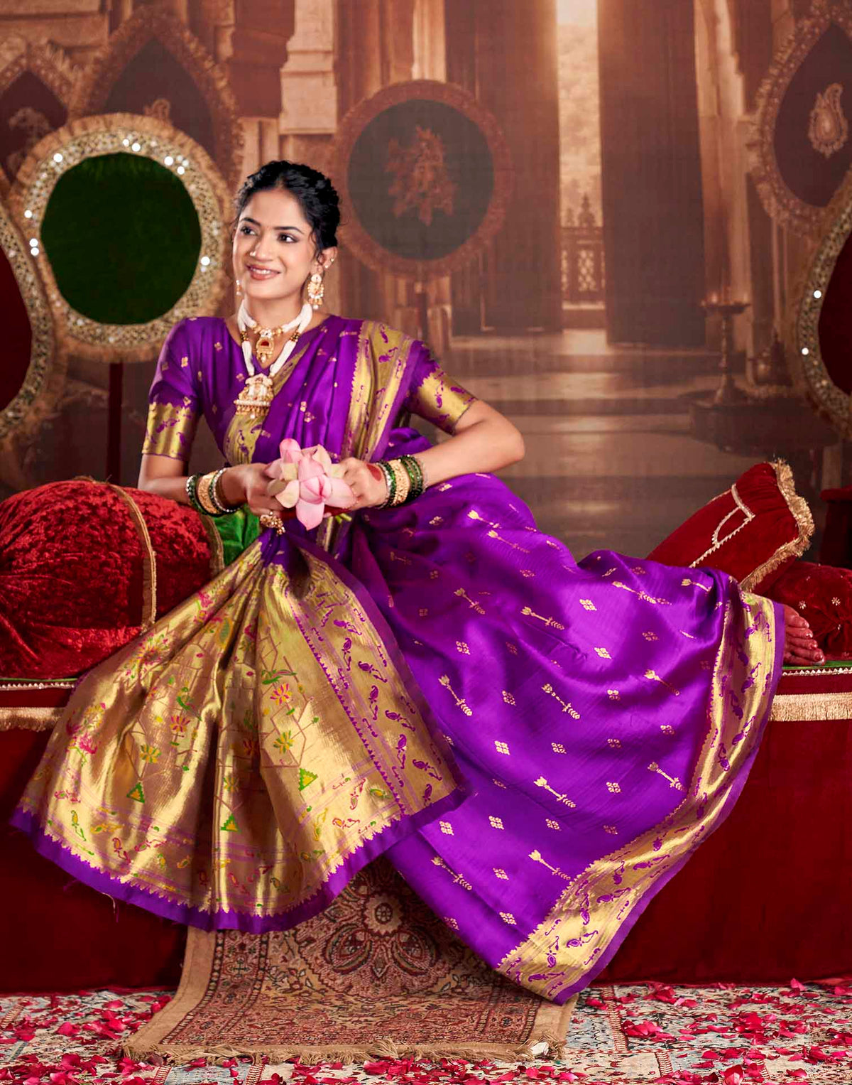 Purple Silk Woven Paithani Saree