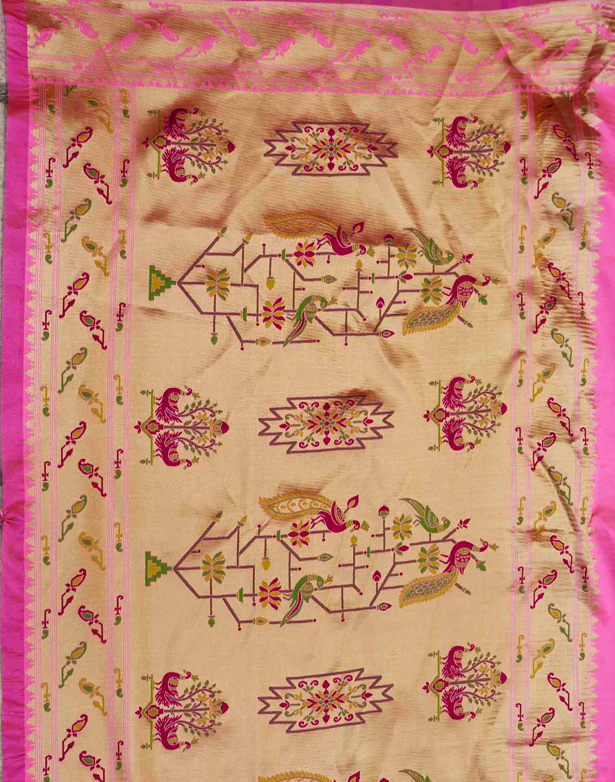 Baby Pink Silk Woven Paithani Saree