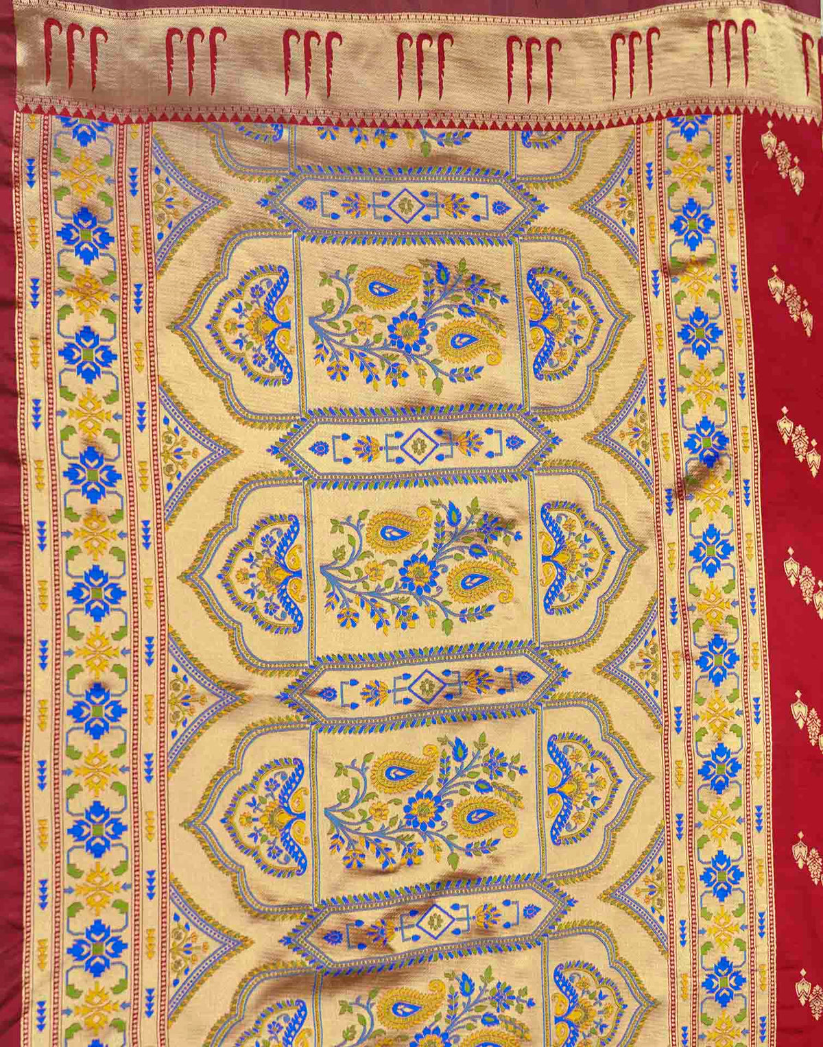 Ruby Red Silk Woven Paithani Saree