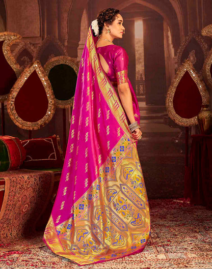 Magenta Silk Woven Paithani Saree
