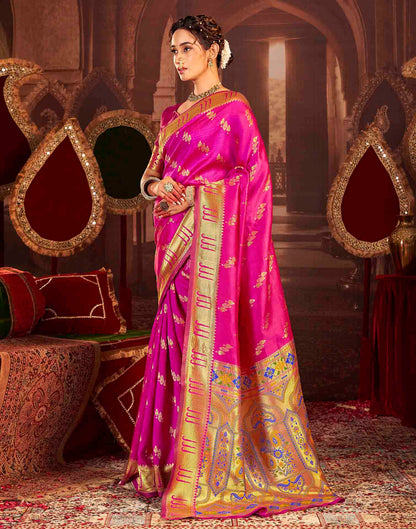 Magenta Silk Woven Paithani Saree