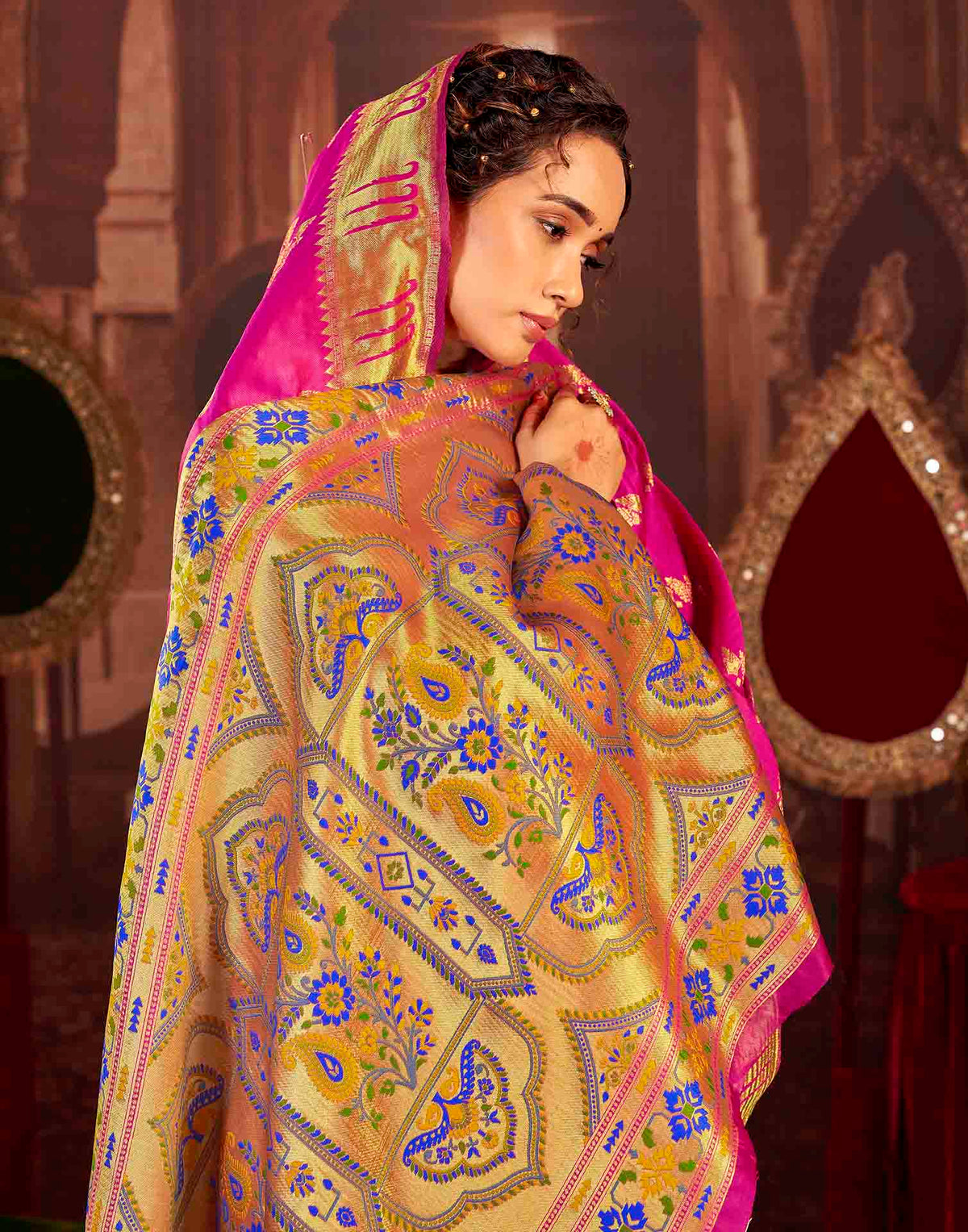 Magenta Silk Woven Paithani Saree