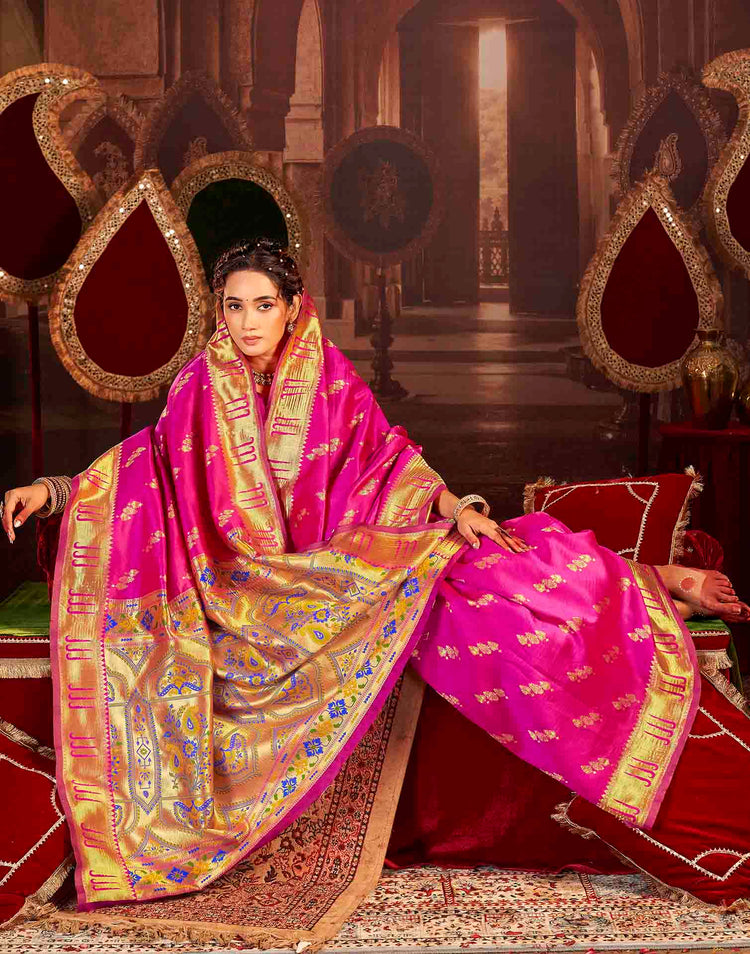 Magenta Silk Woven Paithani Saree