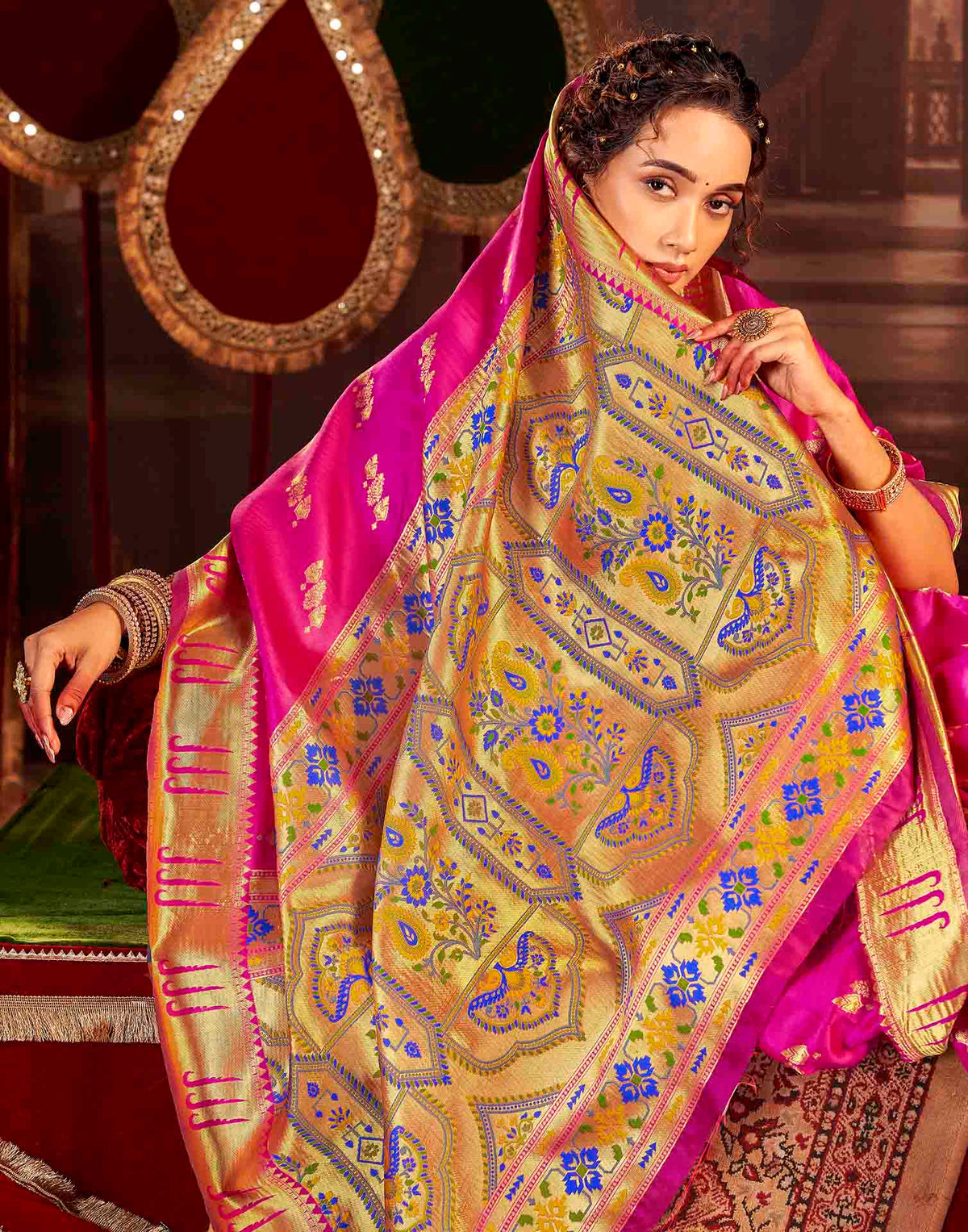 Magenta Silk Woven Paithani Saree