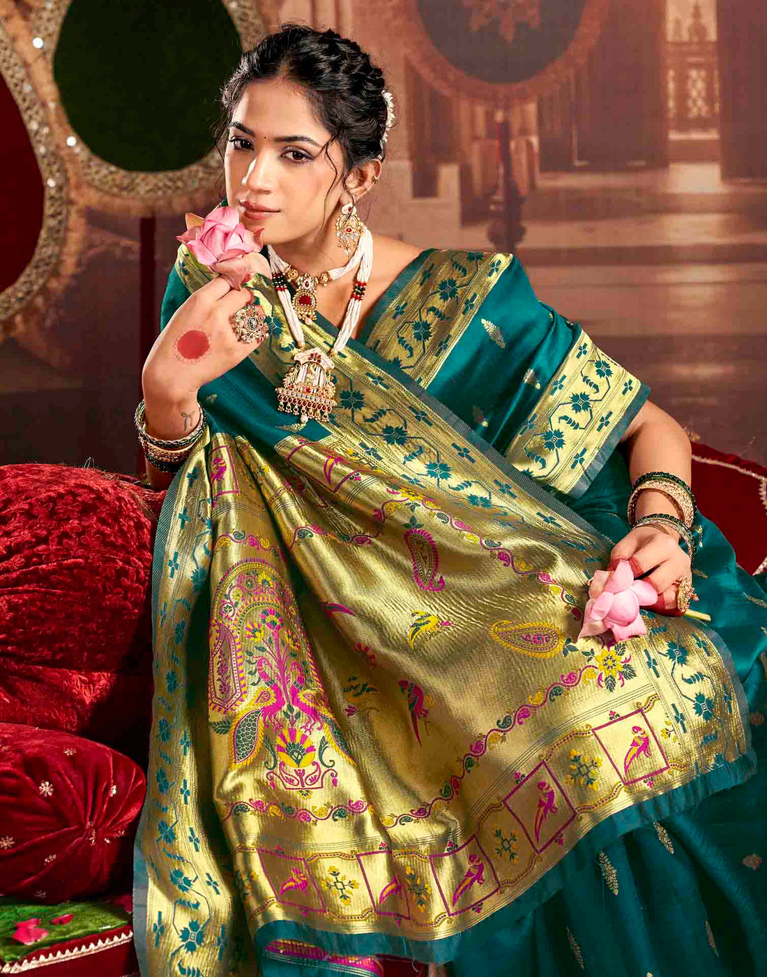 Blue Silk Woven Paithani Saree