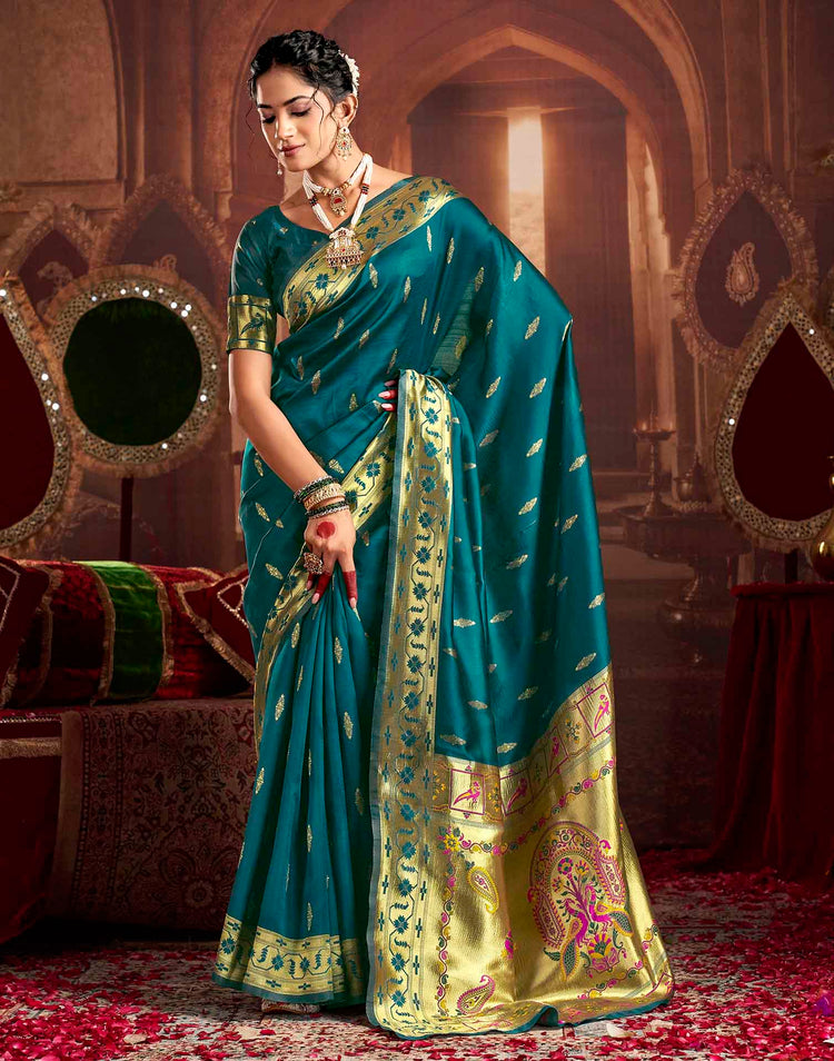 Blue Silk Woven Paithani Saree