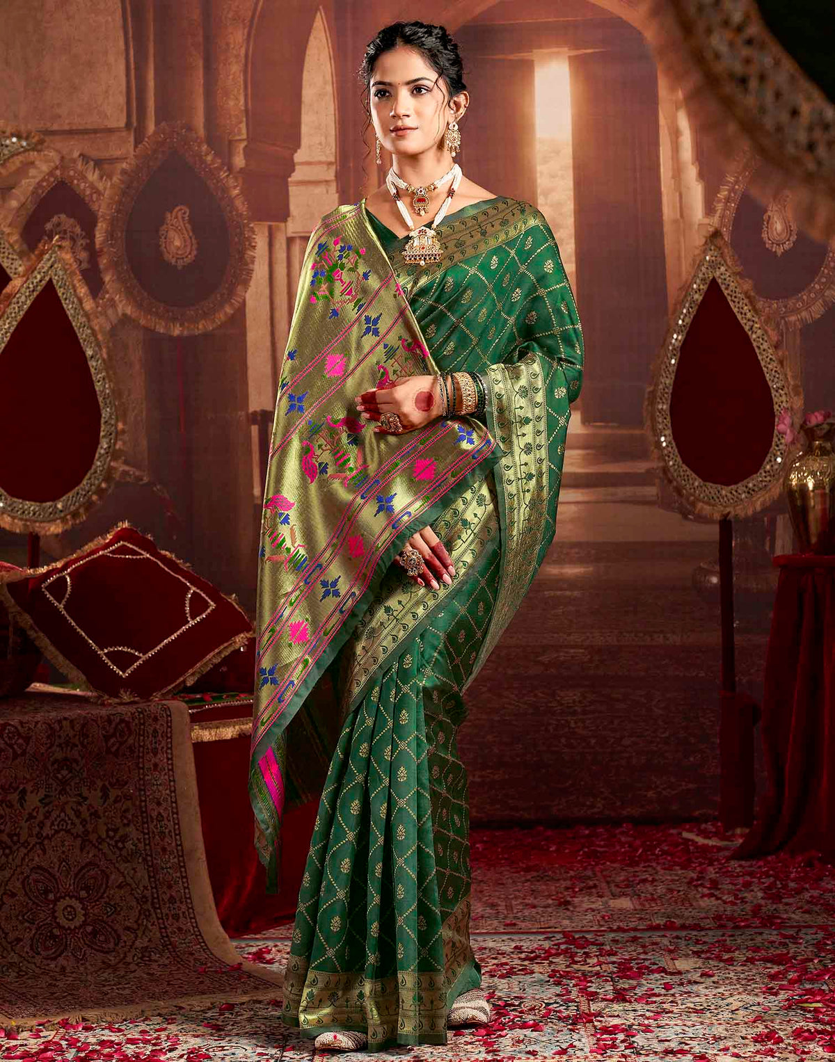 Green Silk Woven Paithani Saree